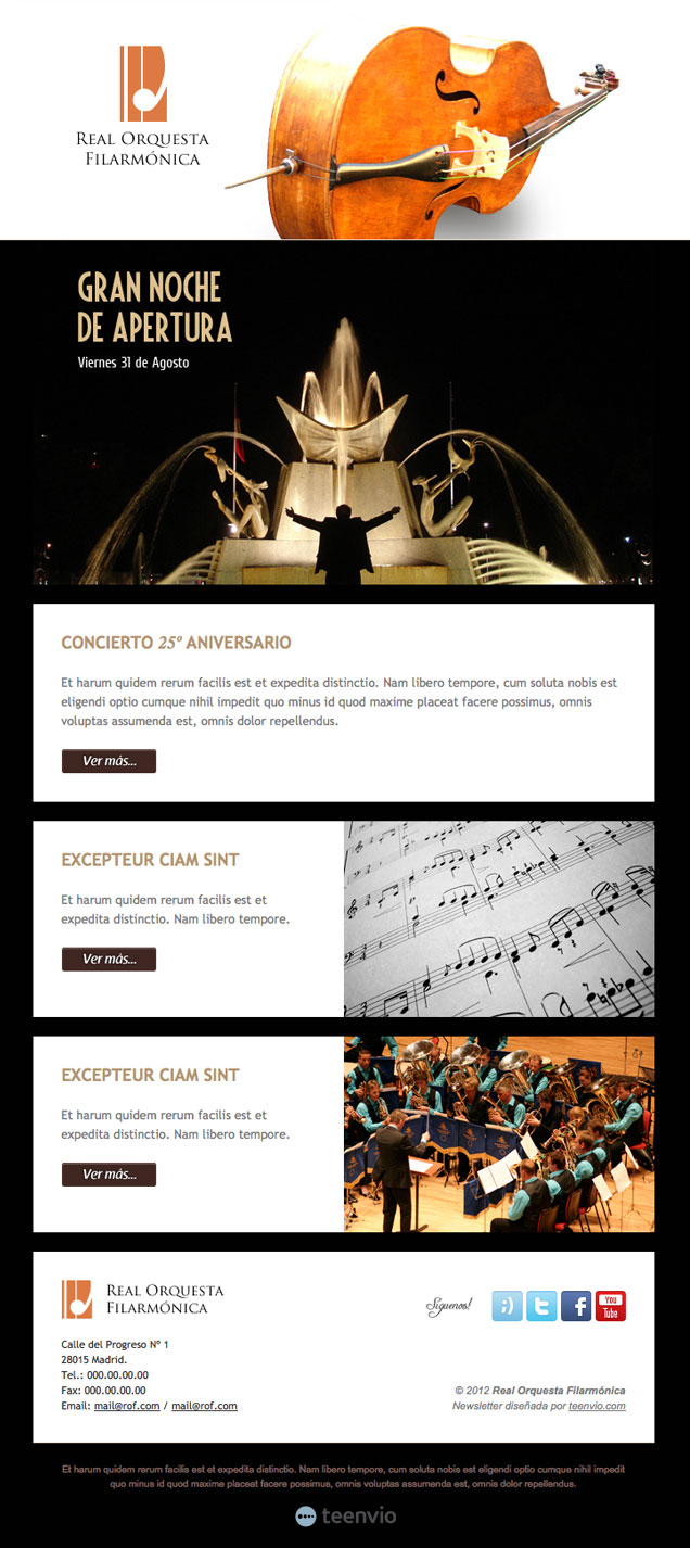 Orquesta, plantilla HTML gratis para Newsletter en email marketing