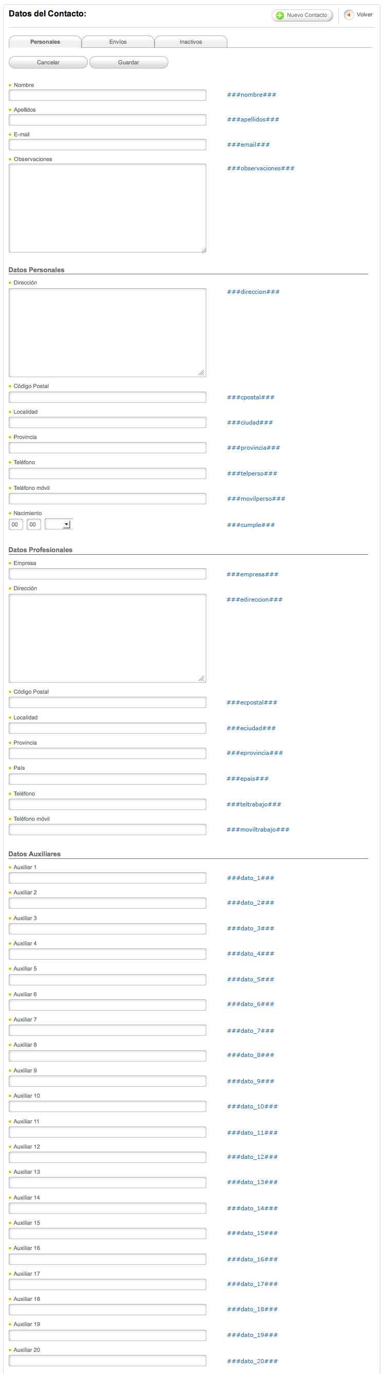 Personalización de Newsletter para campos del contacto