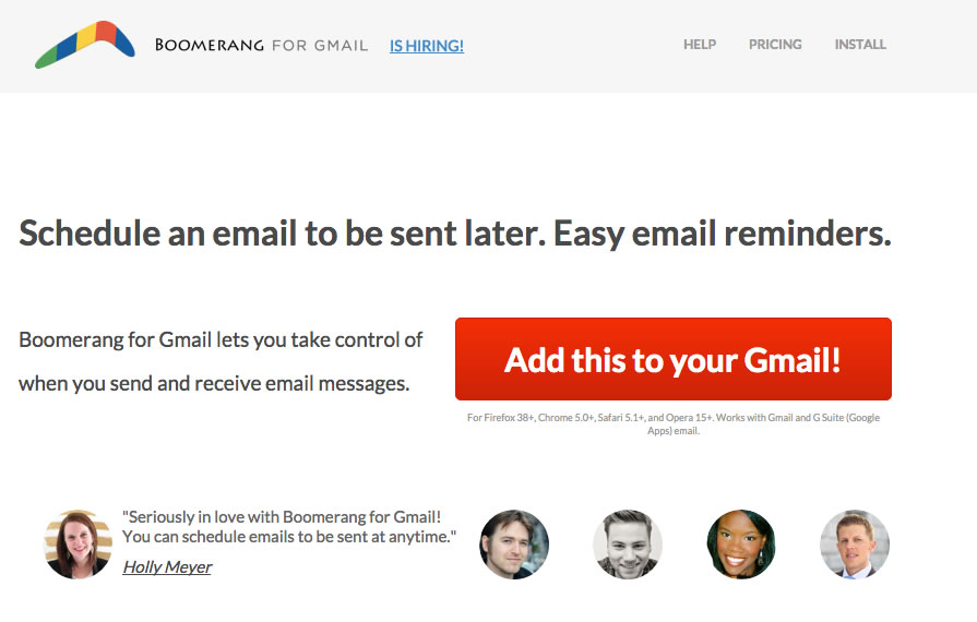 Programar envíos de Gmail con Boomerang
