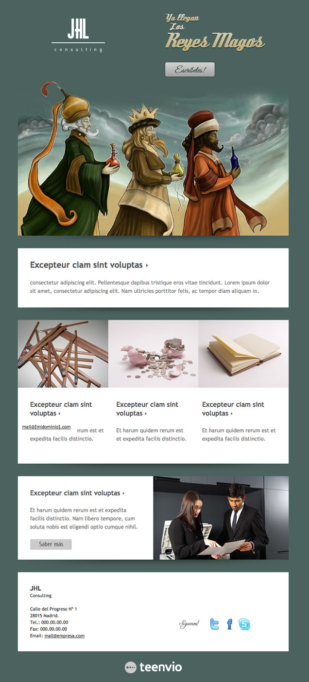 Plantilla Newsletter gratuita, Reyes Magos, para tus campañas de email marketing