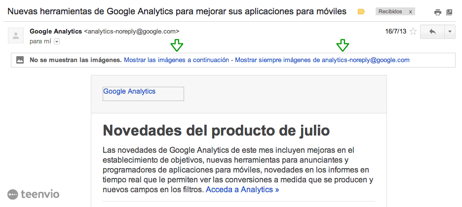 Mostrar imágenes en email de Gmail