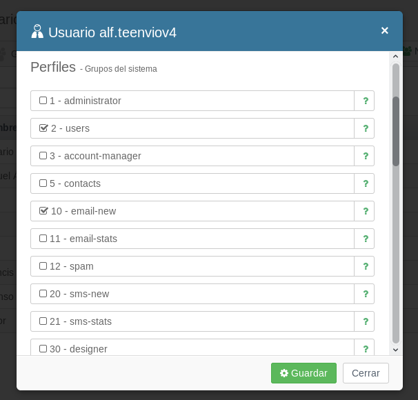 Perfiles usuarios email marketing en teenvio