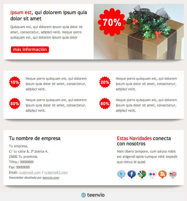 Plantilla Newsletter gratuita, Regalo de Navidad, para tus campañas de email marketing, módulo de noticia